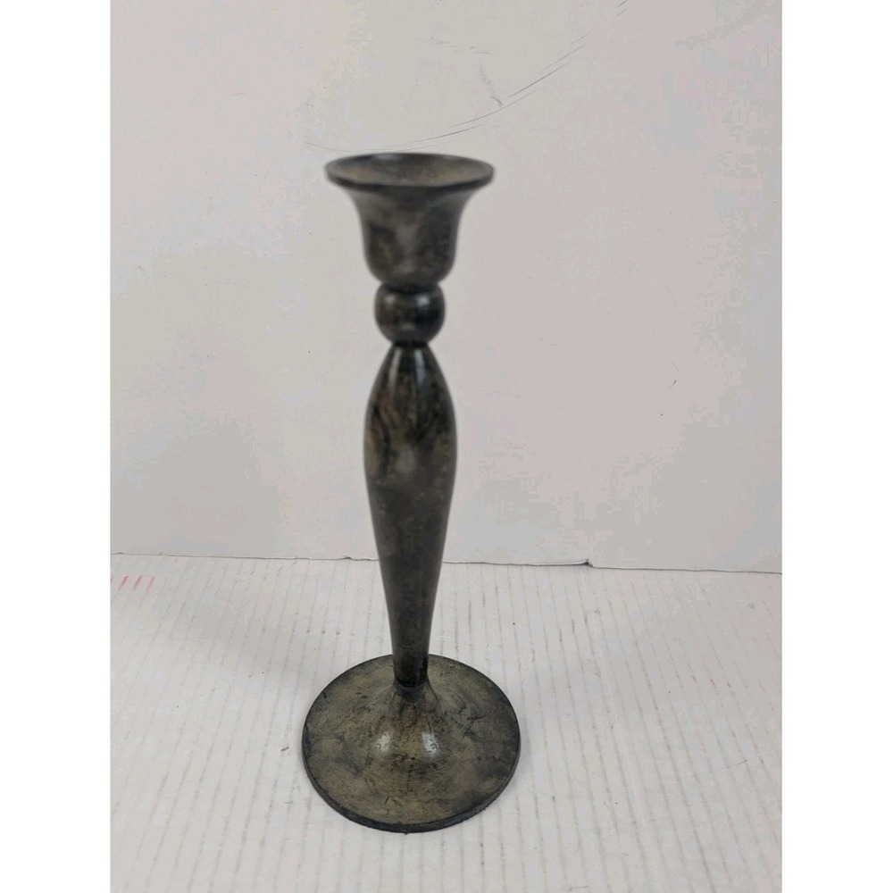 Vintage Bronze Patina Pilar Candle Holders 8.25''H Distressed Look India